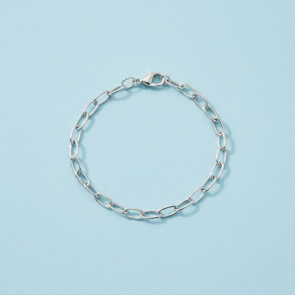 Plain Link Bracelet — An oval-link chain circle with a visible clasp connection.